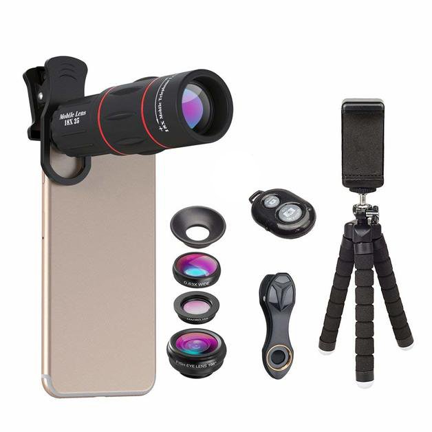 Apexel: Phone Photography Kit-Flexible Phone Tripod +Remote Shutter +4 in 1 Lens Kit image