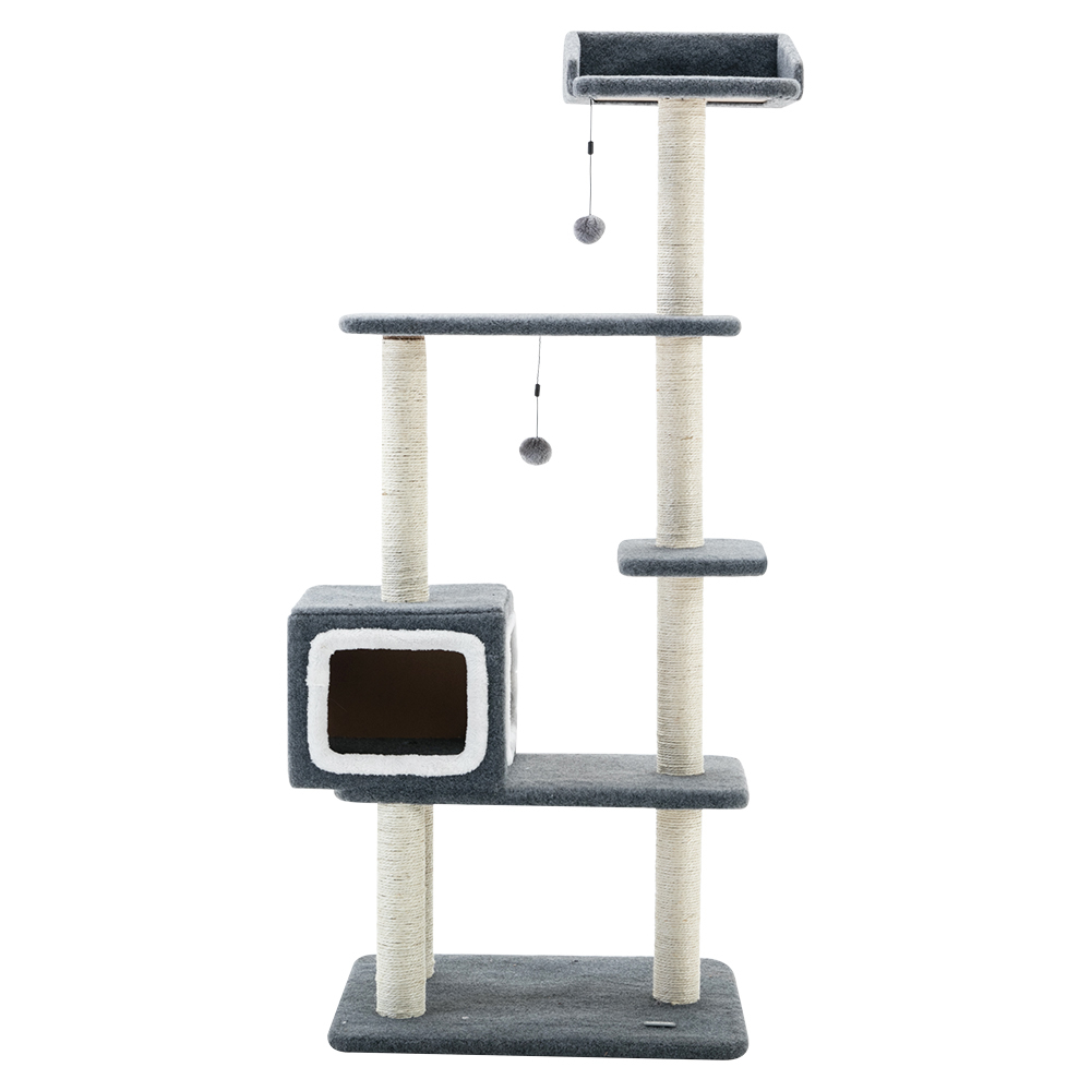Cat Tree House 1.3M 5 Levels with Snuggle Cube - Blue / White image