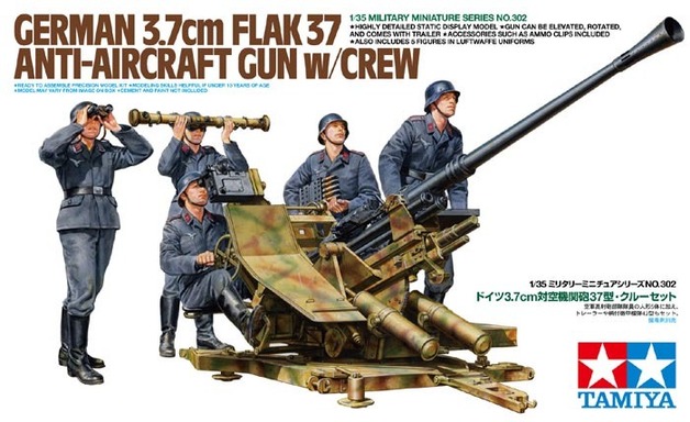 Tamiya German 3.7cm Flak Anti-Aircraft Gun with Crew 1:35 Model Kit