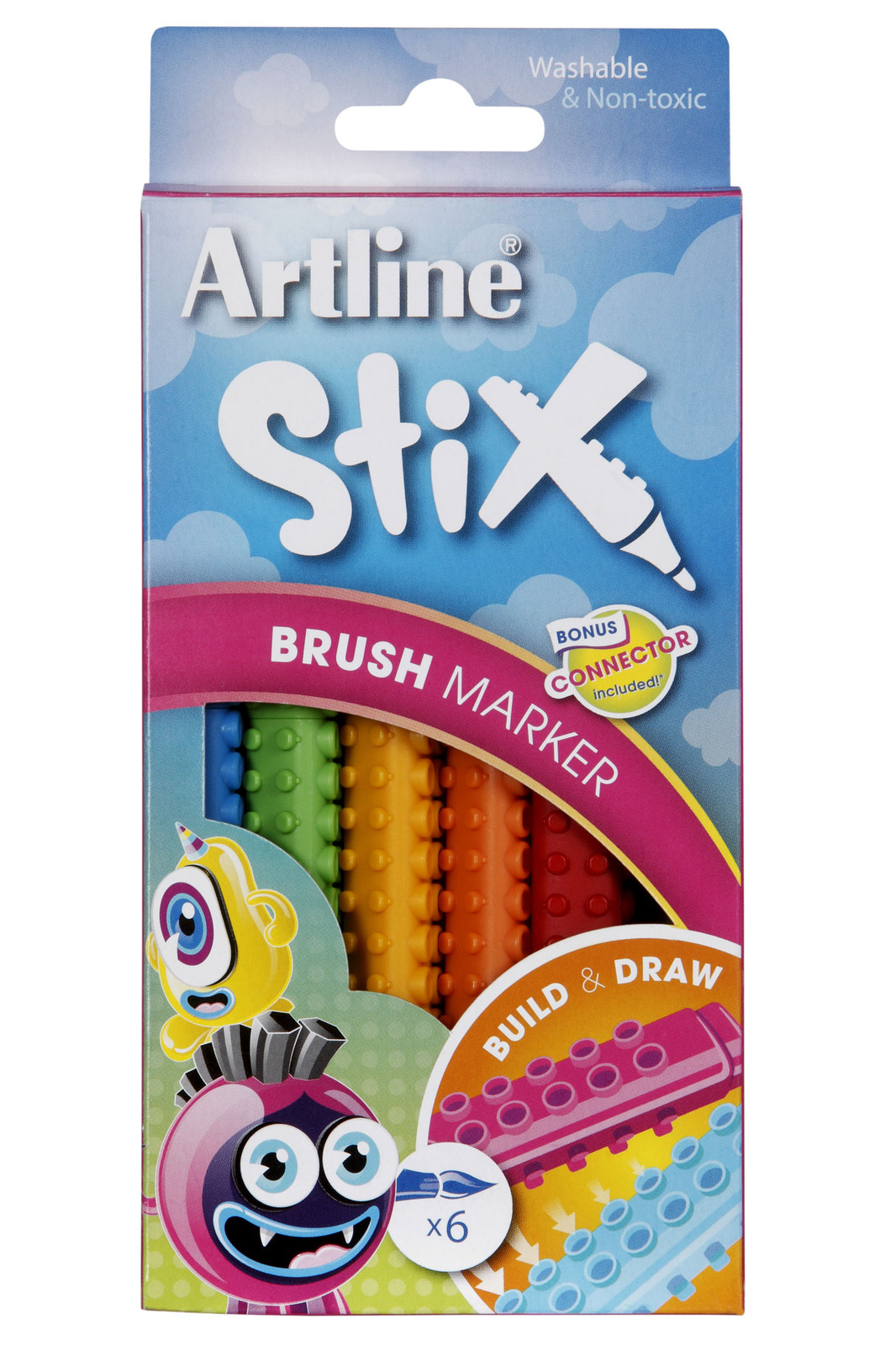 Buy Artline Stix Brush Marker (Pack of 6) at Mighty Ape Australia