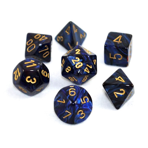 Chessex Signature Polyhedral Dice Set Scarab Royal Blue/Gold image