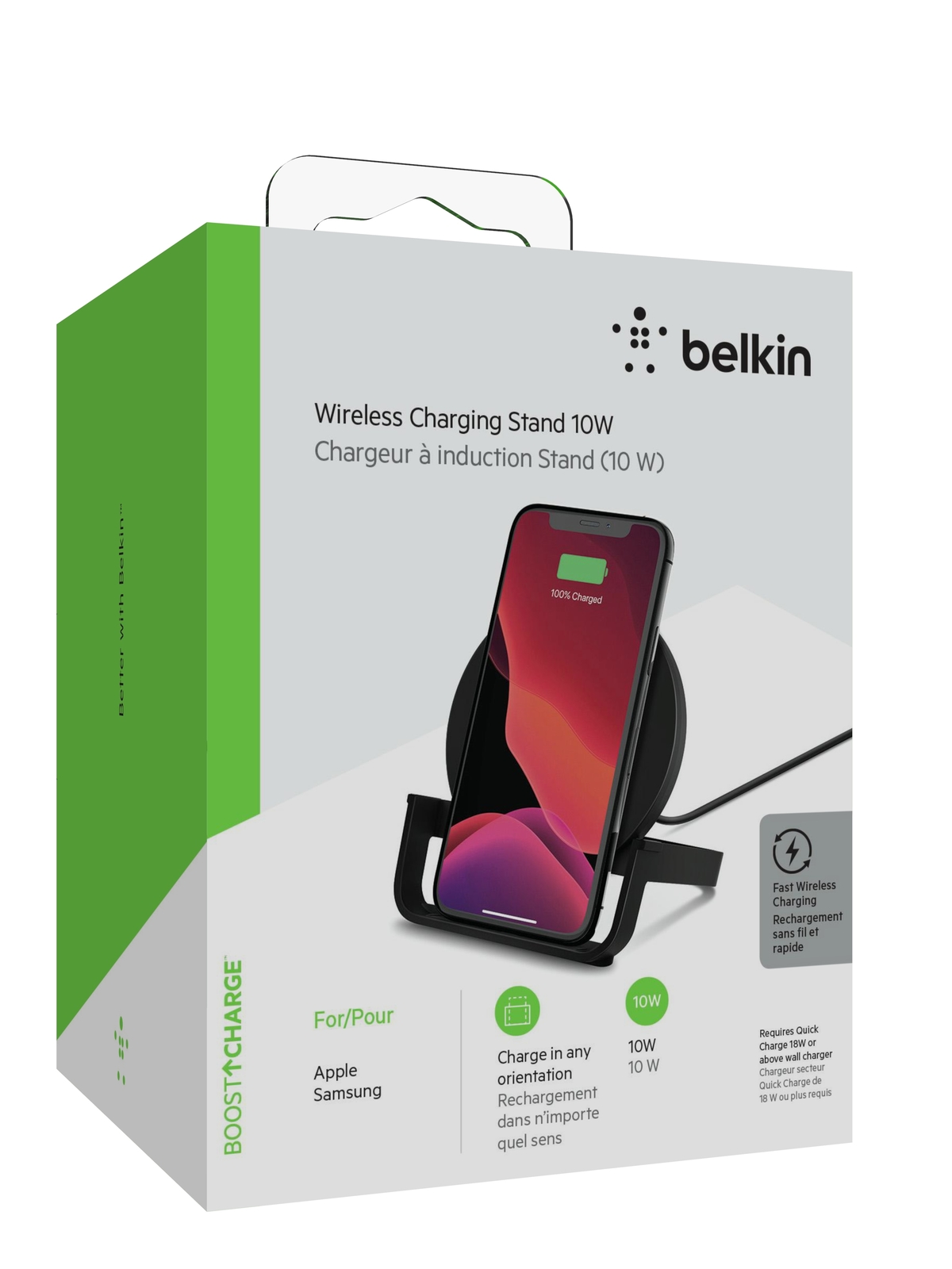 BOOST UP CHARGE Wireless Charging Stand 10W (AC Adapter Not Included) Black