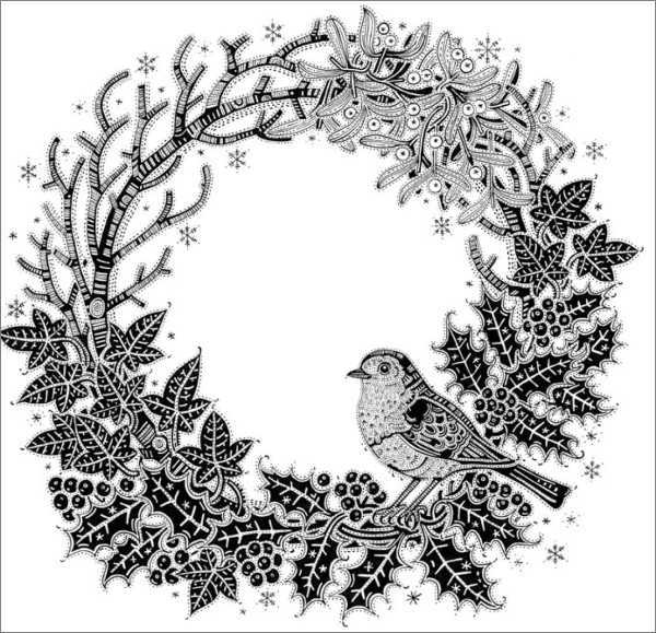 Canns Down Press: Boxed Christmas Cards - Black & White Christmas Wreath image