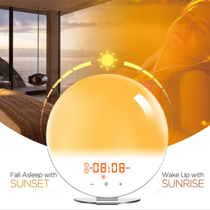 Round Sunrise Electronic Alarm Clock Bedside Lamp at Mighty Ape NZ