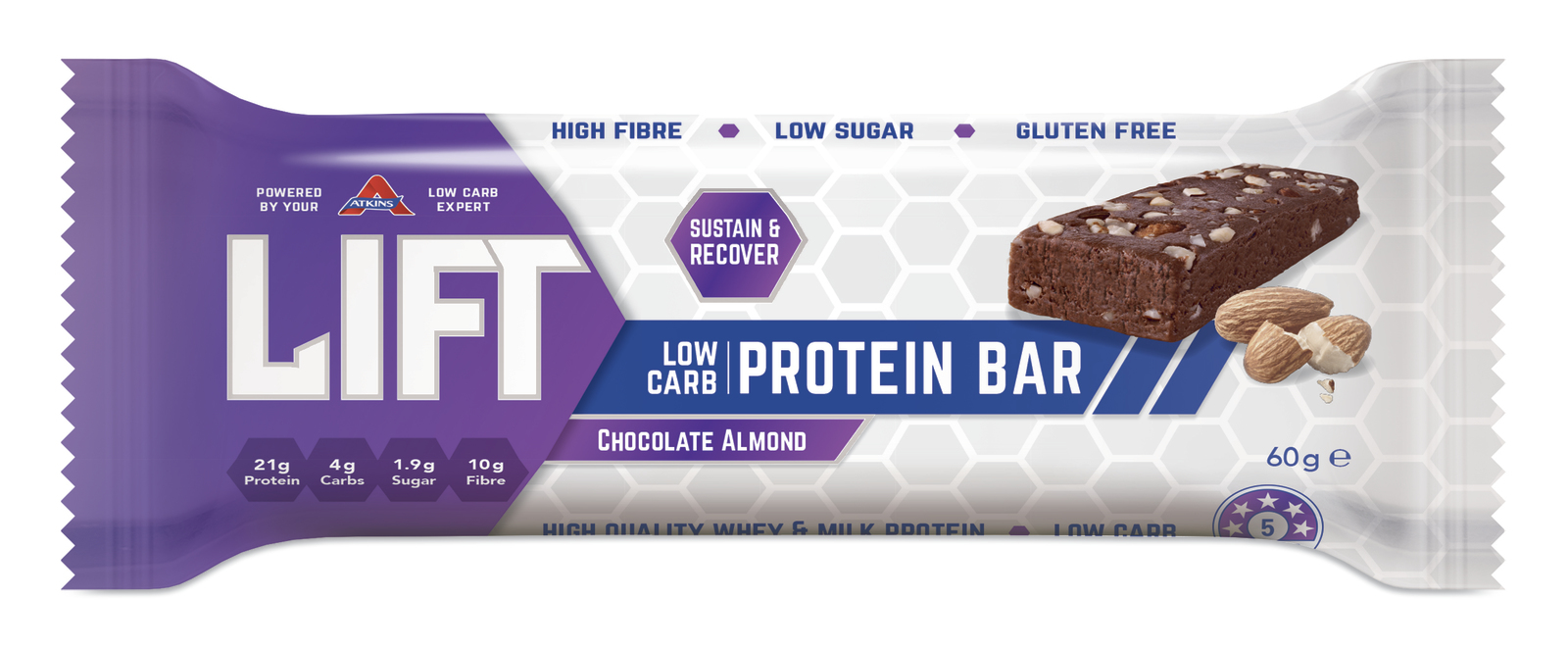 Buy Atkins Lift Protein Bars Chocolate Almond (15 x 60g Pack) at