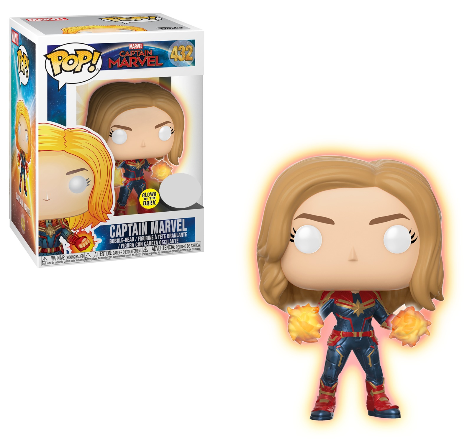 Captain Marvel: Unmasked (Glow) - Pop! Vinyl Figure