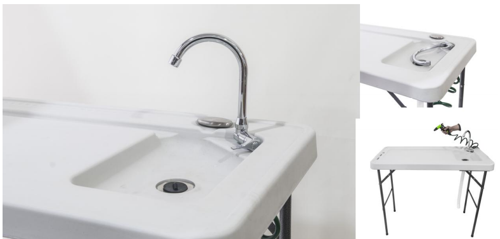 Premium Foldable Camping and Filleting Table with Folding Tap and Cleaning Hose image