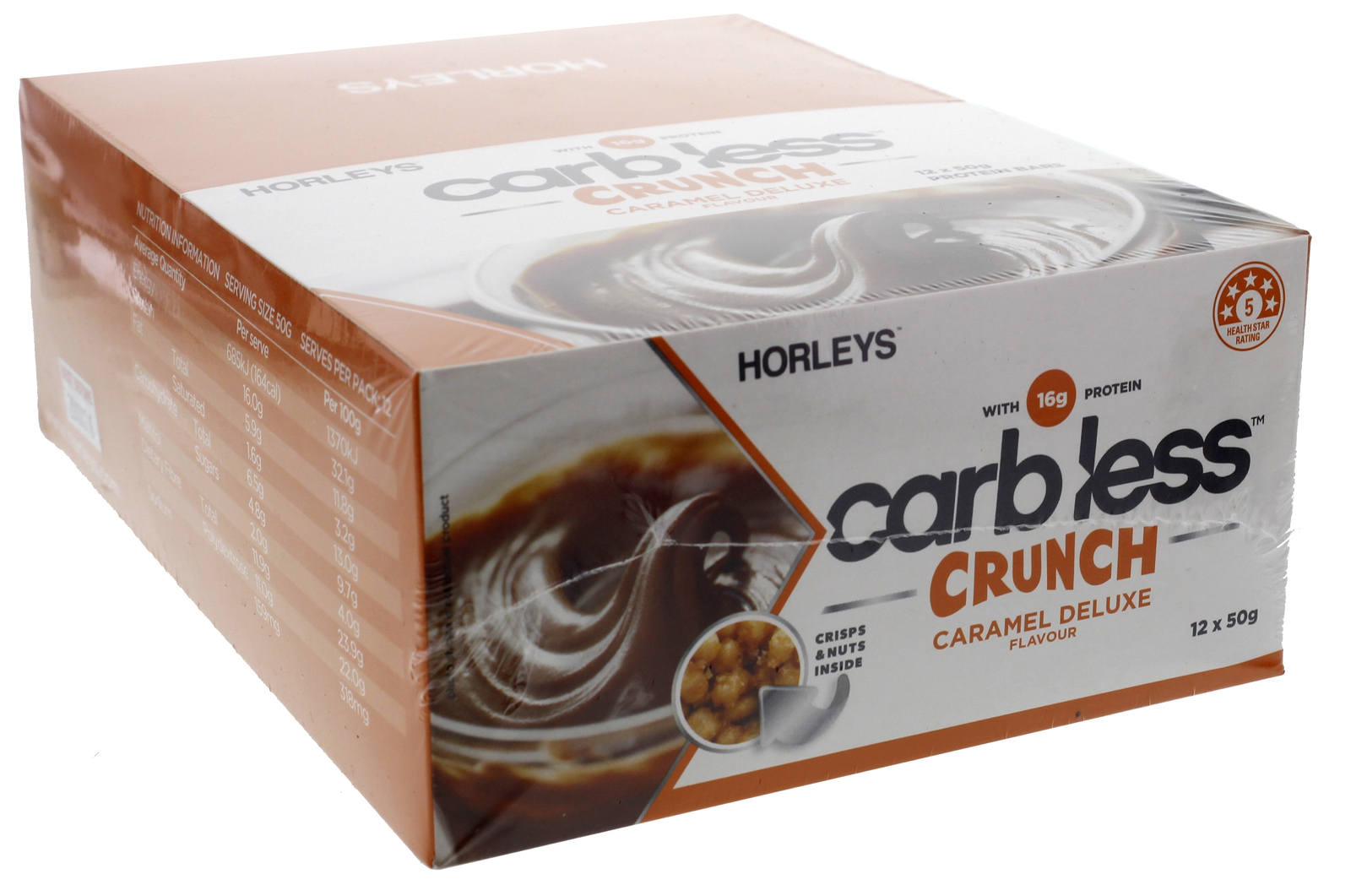 Horleys Carb Less Crunch Bars - Caramel Deluxe (12 x 50g Pack) image