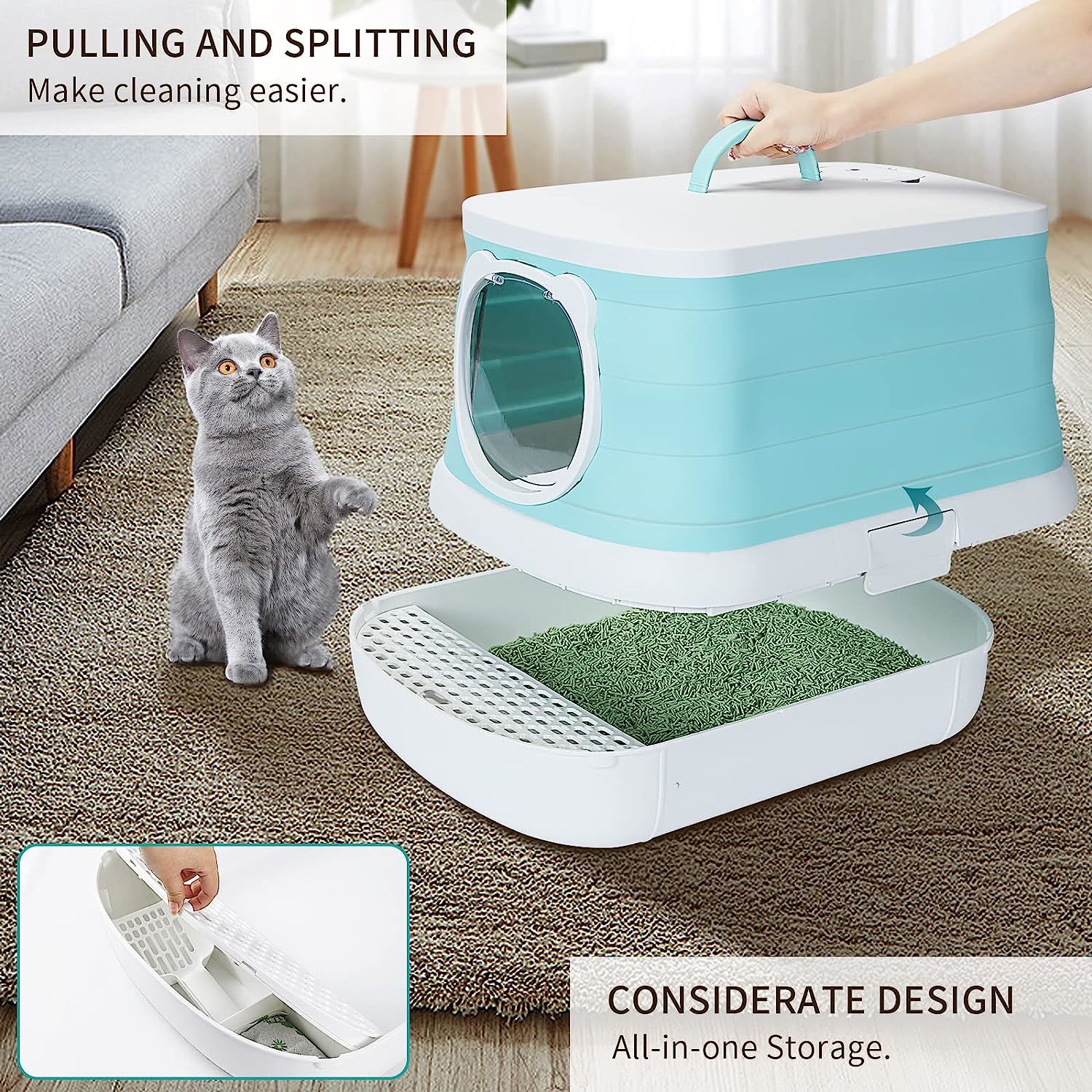 Buy Zoomies Foldable Large Portable Litter Box Cyan at Mighty Ape NZ