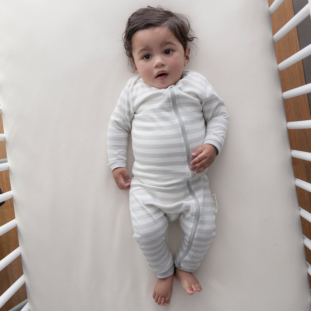Woolbabe Merino/Organic Cotton Sleepsuit - Pebble (6-12 Months) image