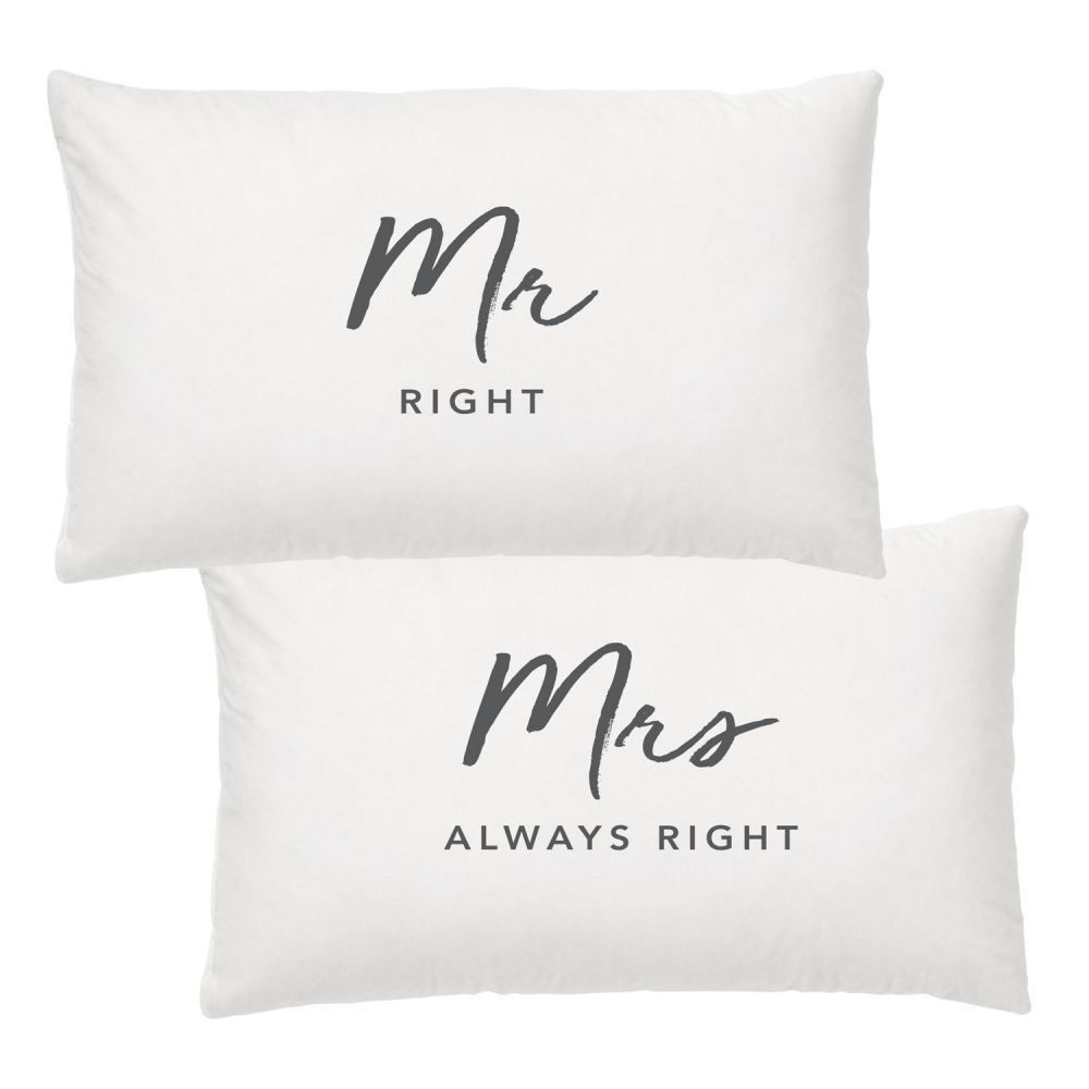 Wedding Pillow Case Set Mr Mrs Right At Mighty Ape Nz