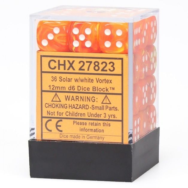 Chessex Vortex 12mm d6 Solar Yellow/White Block