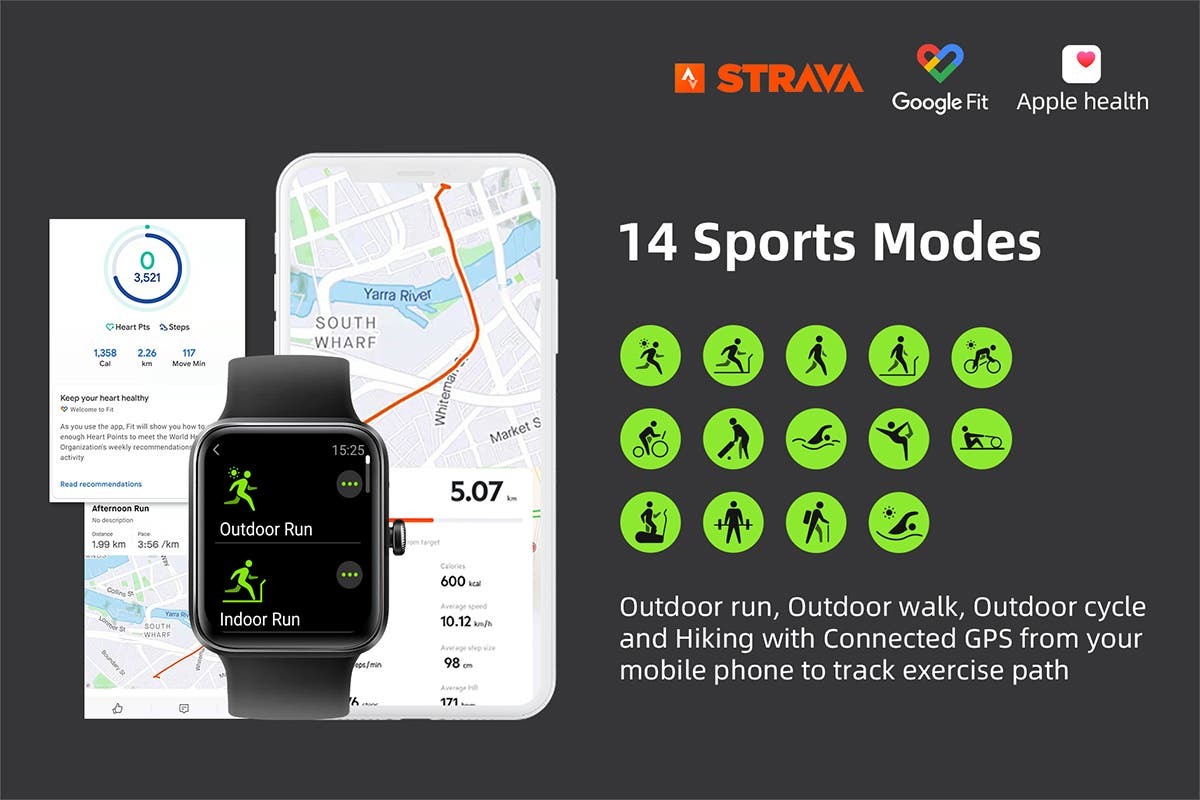 Kogan Active+ Mini Smart Watch Black at Mighty Ape NZ