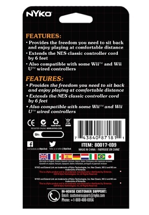 Nyko Extend Link Extension Cable for NES Classic Controller for Wii U image