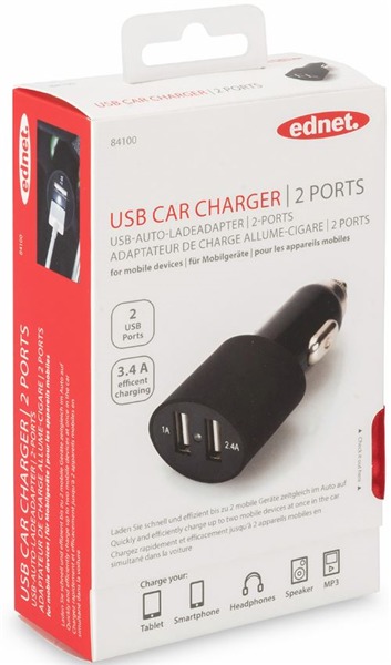 Ednet USB compact Dual Car Charger 2.4amp image