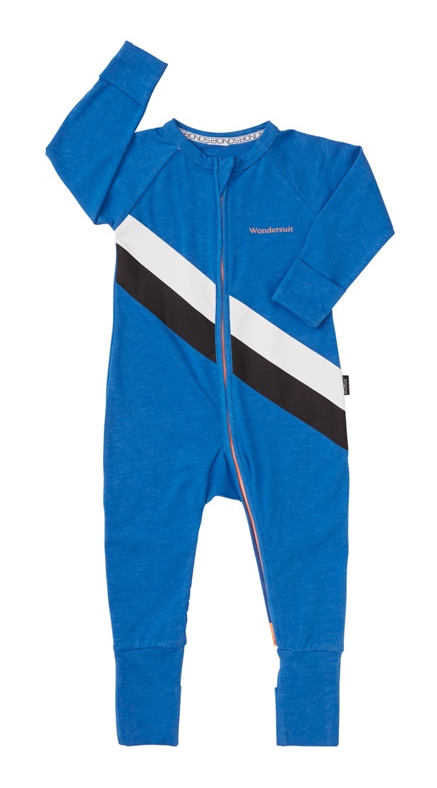 Bonds Sport Zip Wondersuit - Stripe Ultrablue (3-6 Months)