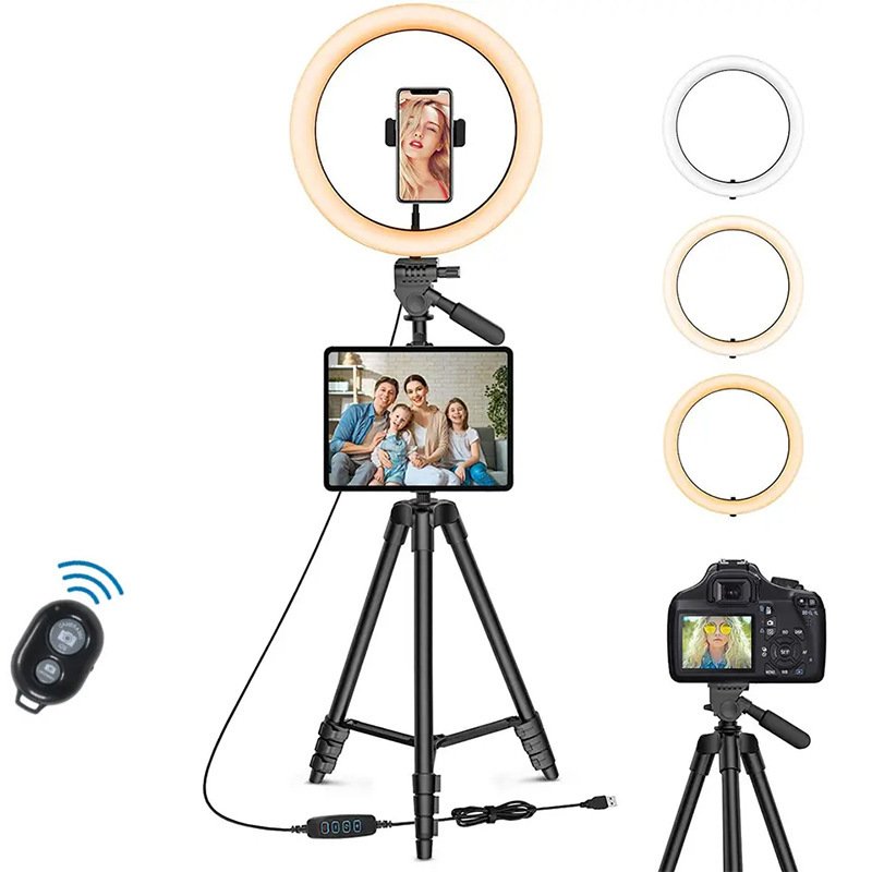 Selfie Ring 25cm Light & Extendable Tripod Stand image