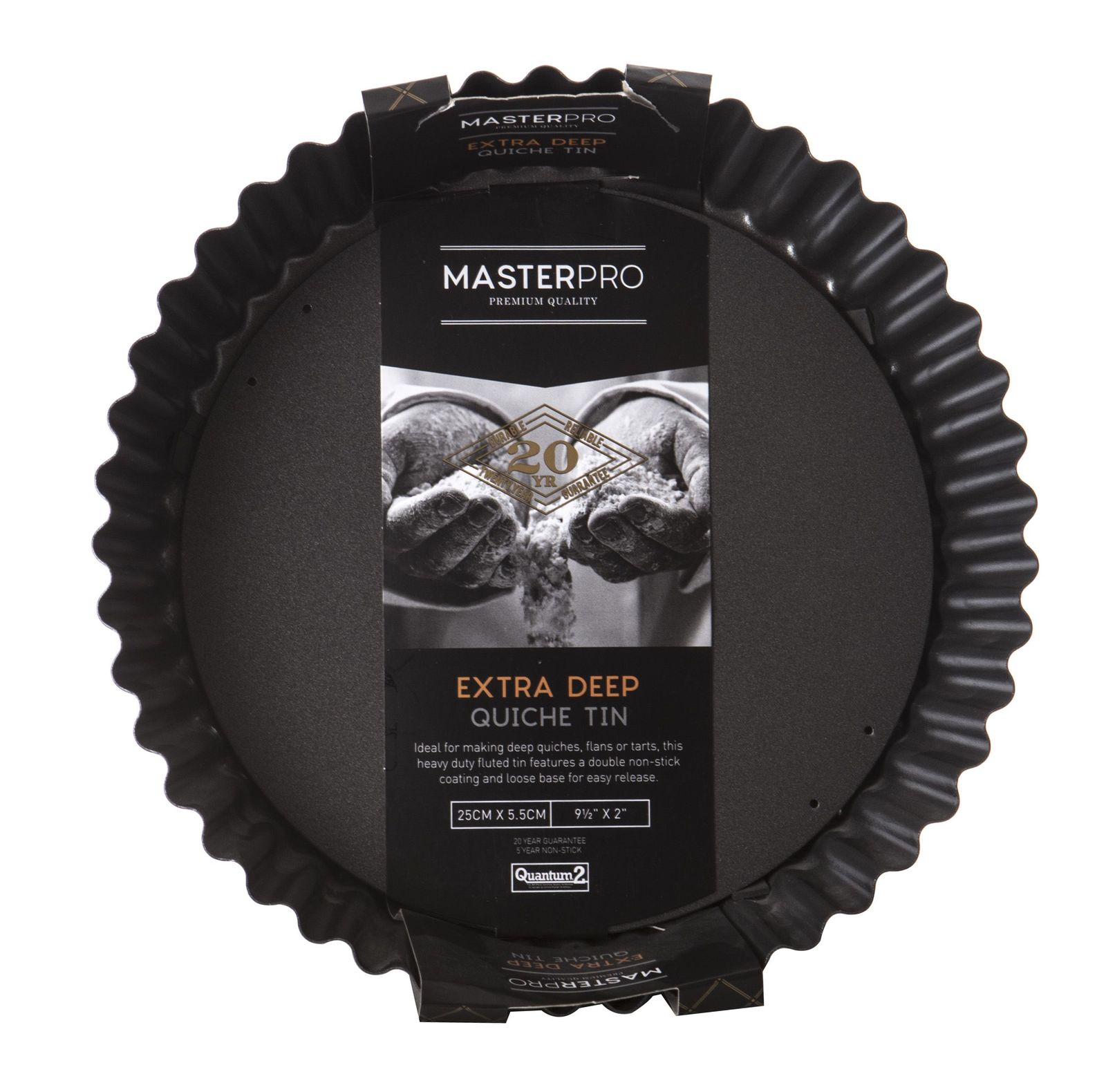 MasterPro Loose Base Round Deep Flan Quiche Tin (25x5.5cm) at Mighty
