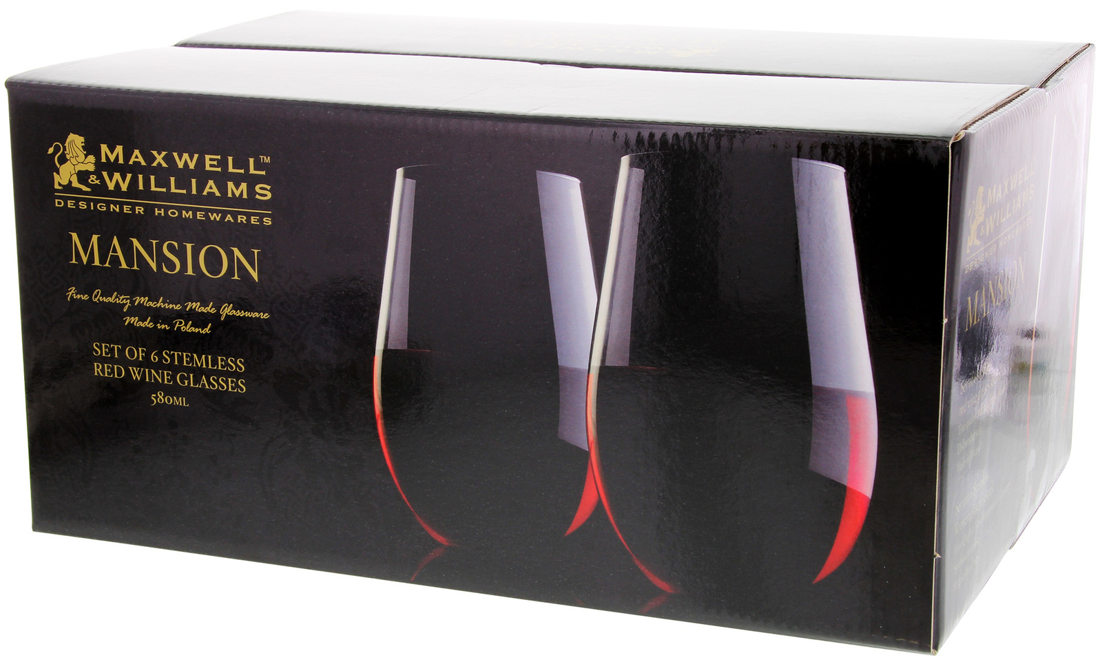 Maxwell & Williams Mansion Stemless Red Wine Glasses 6 Set (580ml