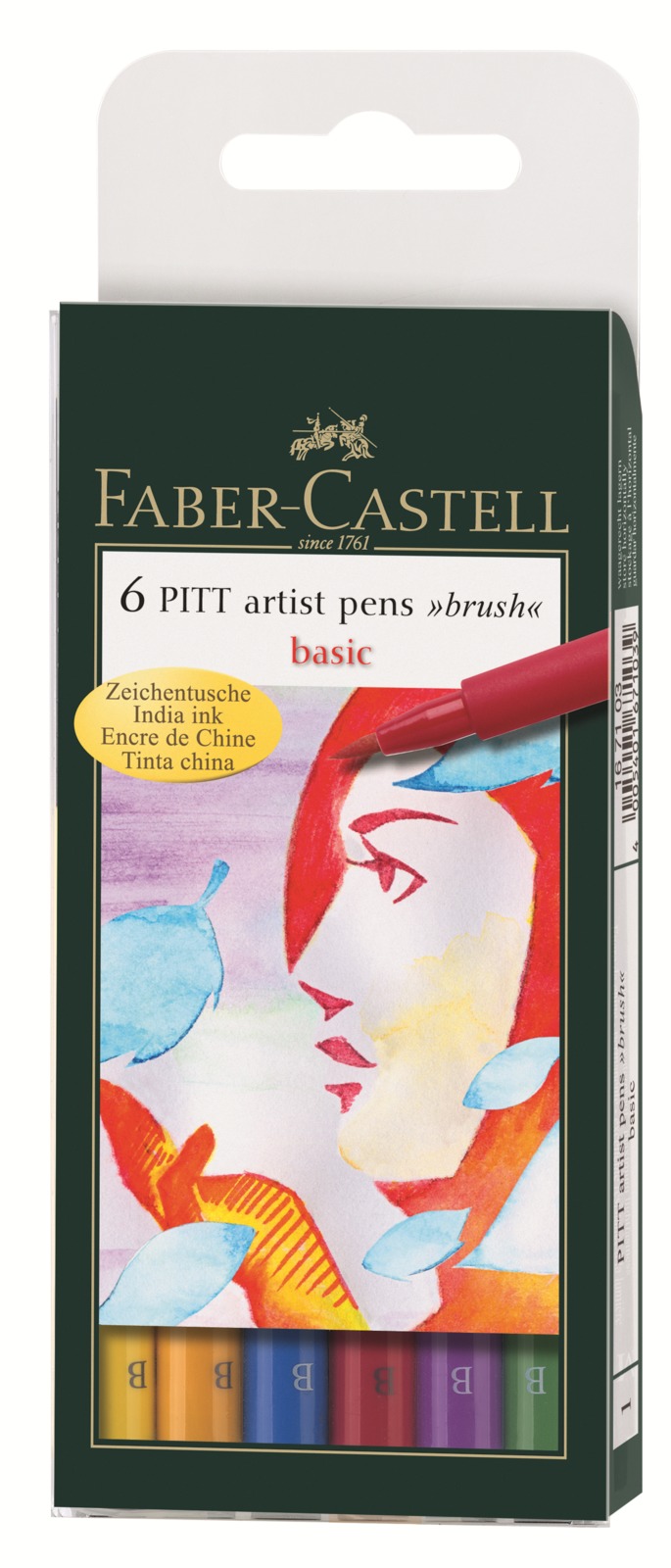 Faber-Castell: Pitt Artist Pens B Basics (Wallet of 6)