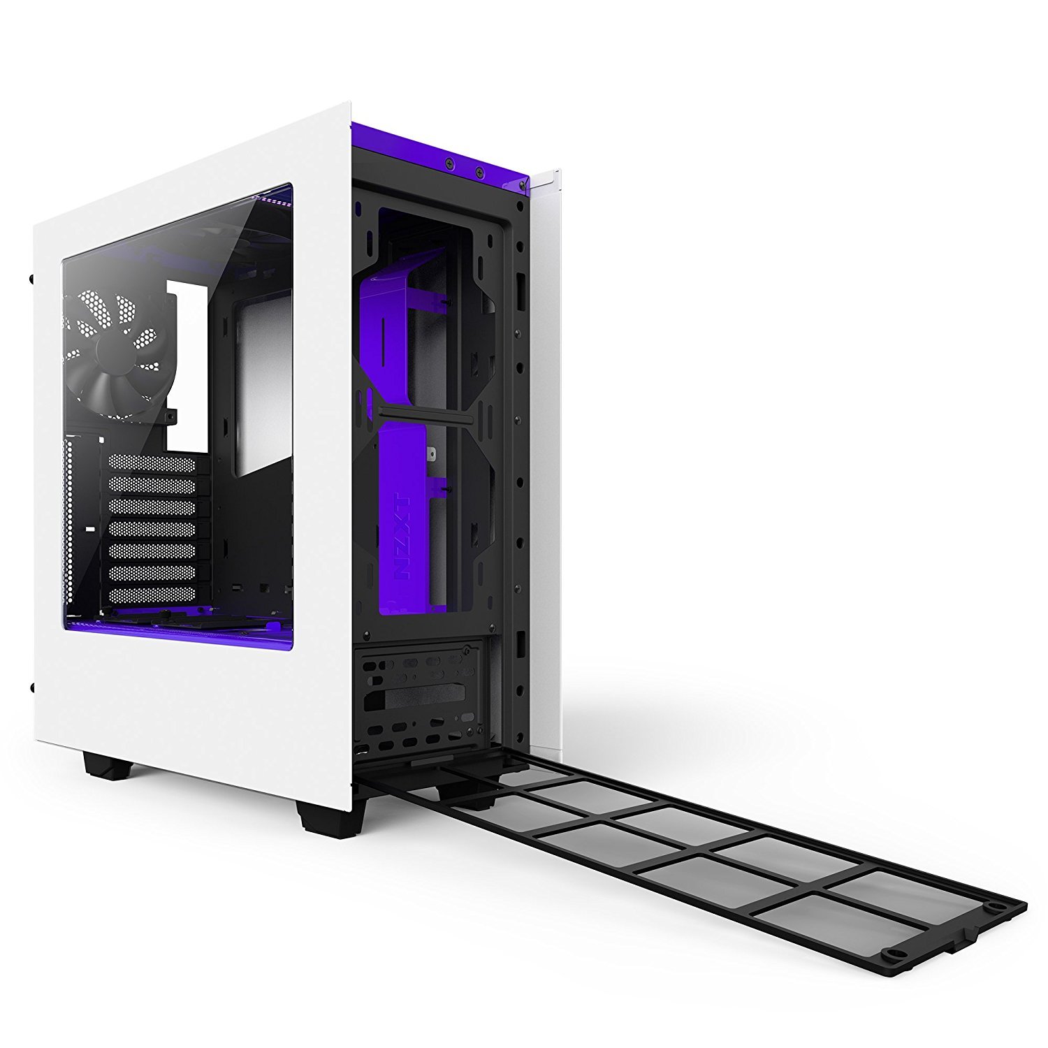 NZXT S340 Windowed Mid Tower Case - White/Purple image