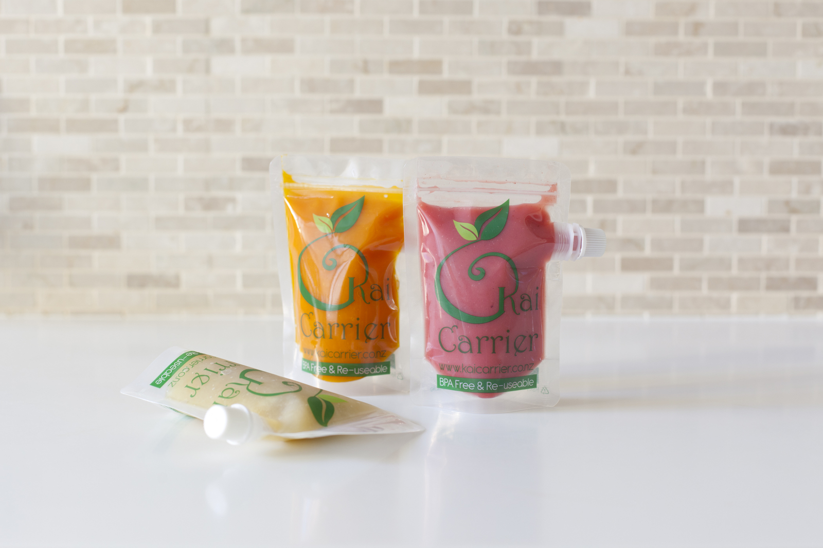 Kai Carrier Reusable Food Pouches with Choke Proof Lids - 5 Pack (140mL) image