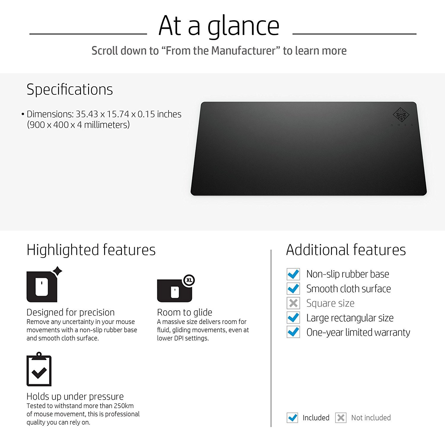 OMEN 300 Rectangular Gaming Mouse Pad for PC image
