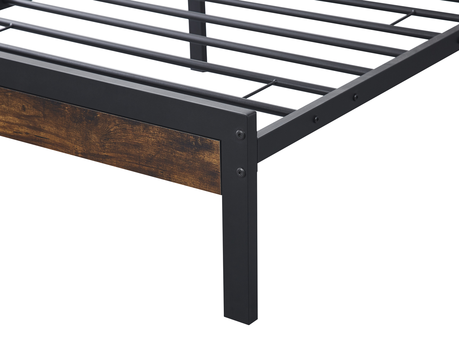Buy Fraser Country Double Metal Bed Frame with Wooden Rustic Brown