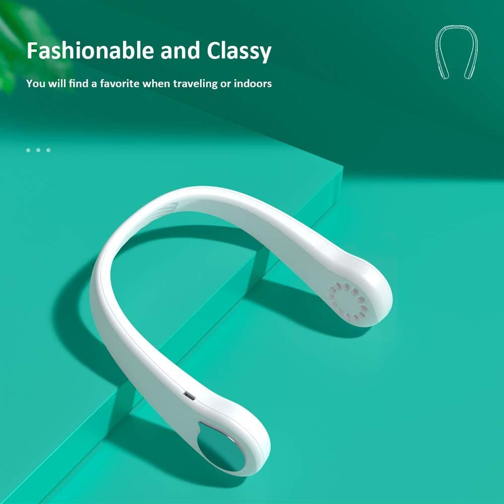 Mini USB Portable Bladeless Rechargeable Neck Fan White at Mighty