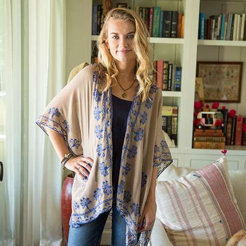 Natural Life: Jamie Kimono - Camel/Blue (One Size) image