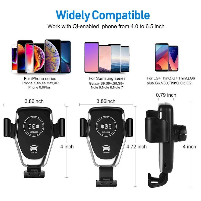 10W Wireless Fast Charger Car Mount Holder Stand