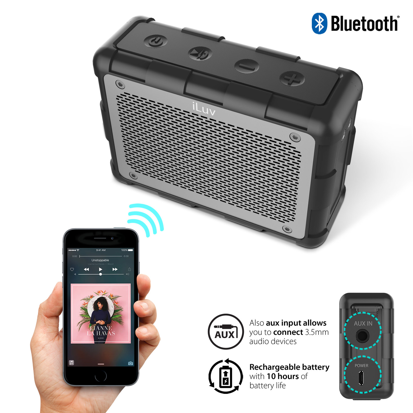 iLuv: Impact Level 2 - Waterproof Bluetooth Speaker