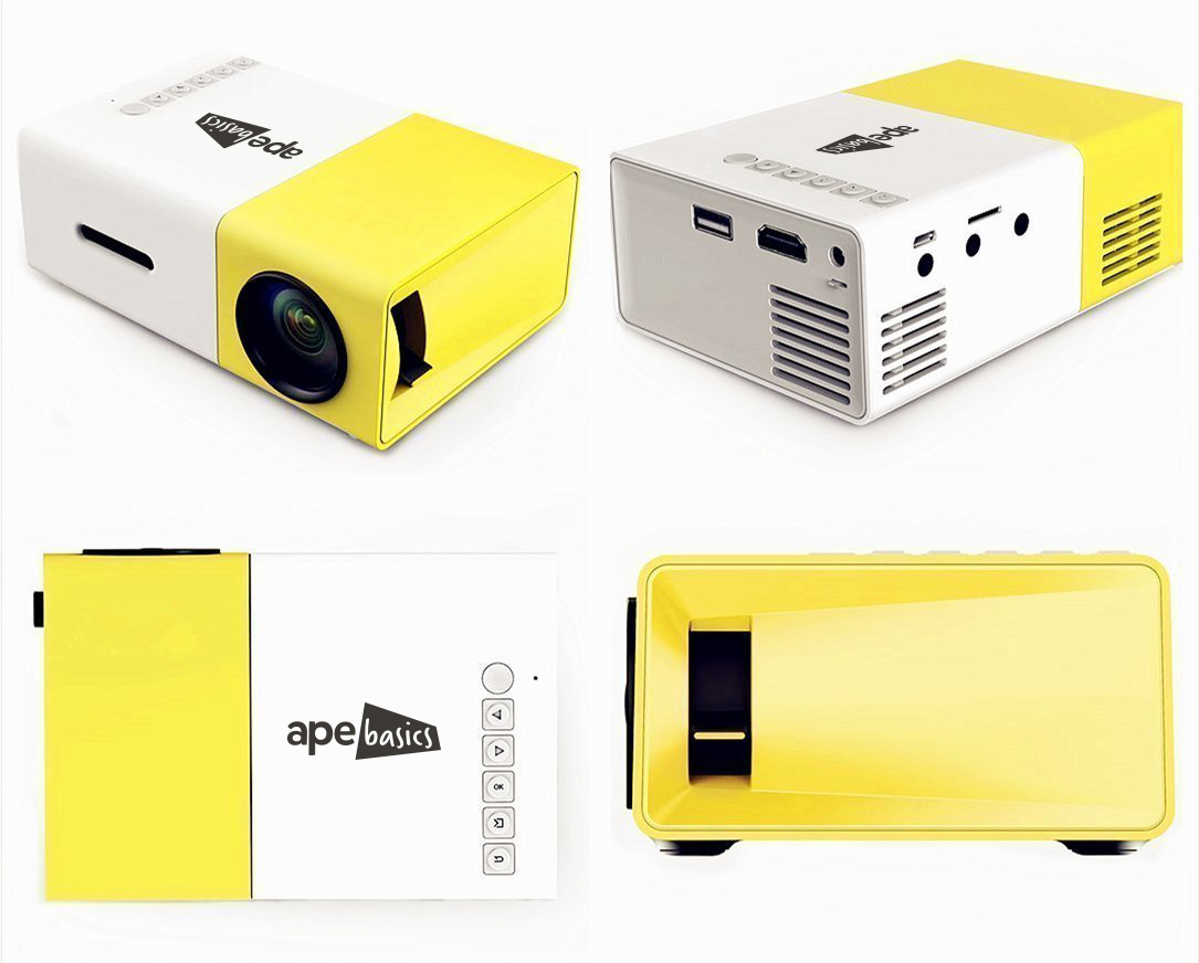 Ape Basics Portable Full Color LED LCD Video Projector - Yellow