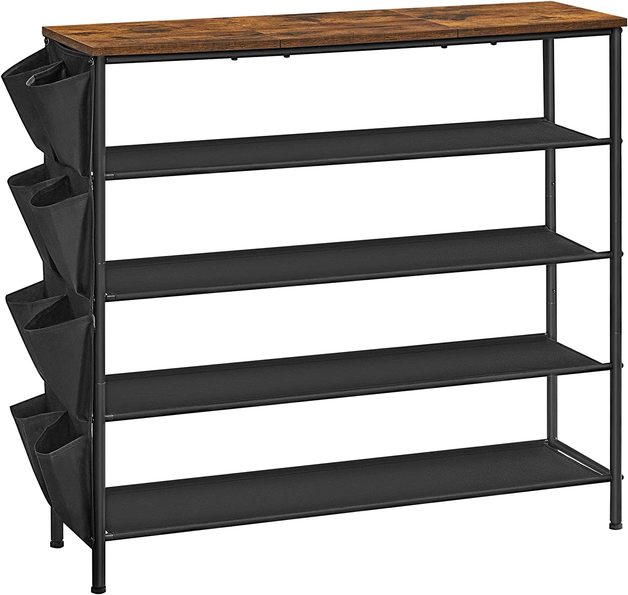 Buy Vasagle 5Tier Shoe Rack with Fabric Bags Rustic Brown at Mighty