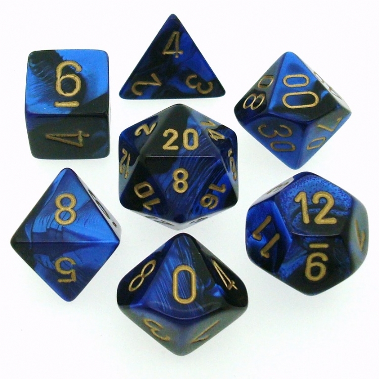 Chessex Gemini Polyhedral Dice Set Blue-Green/Gold image