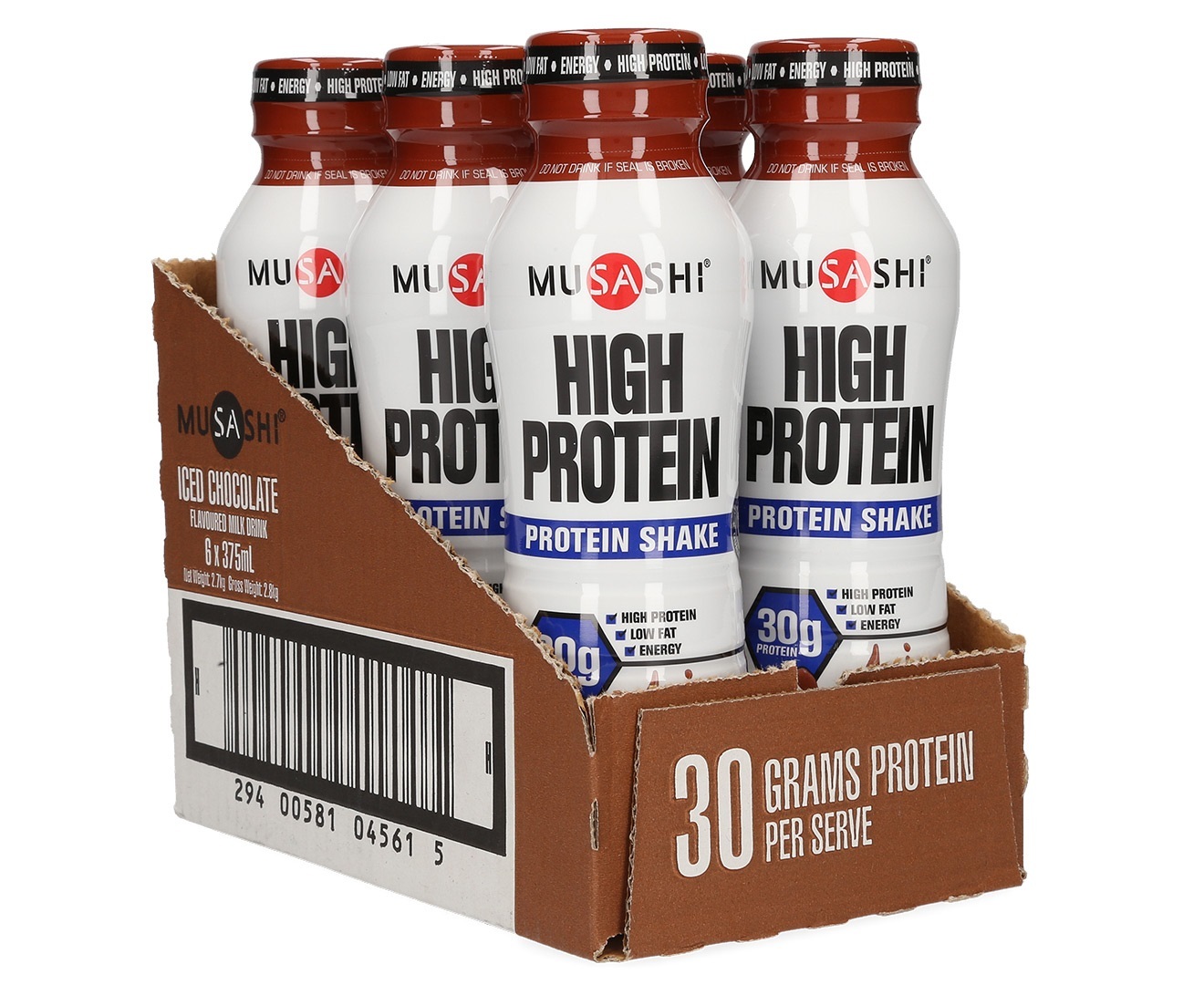 Musashi Hi Protein RTD Drink - Iced Chocolate 375ml x 6