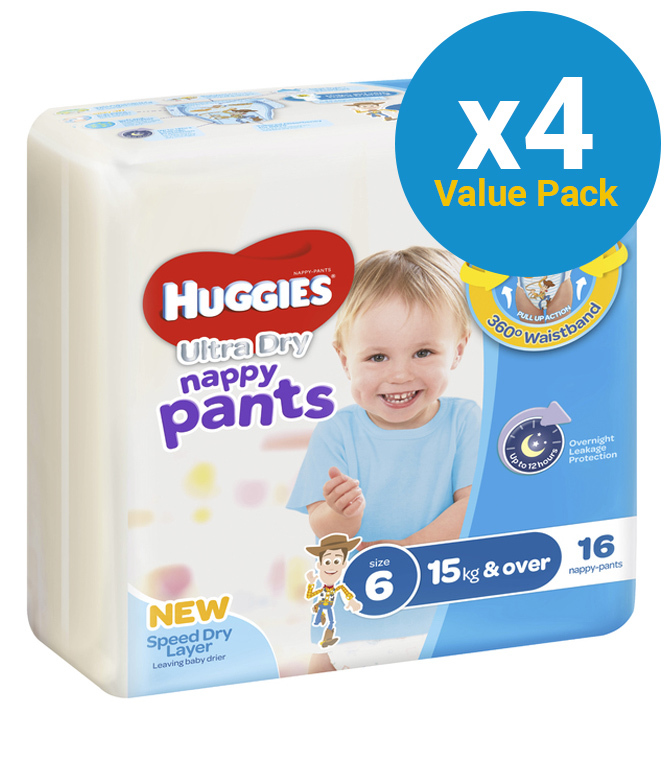 Huggies Ultra Dry Nappy Pants Convenience Value Box - Size 6 Boy 15+ kg (64) image