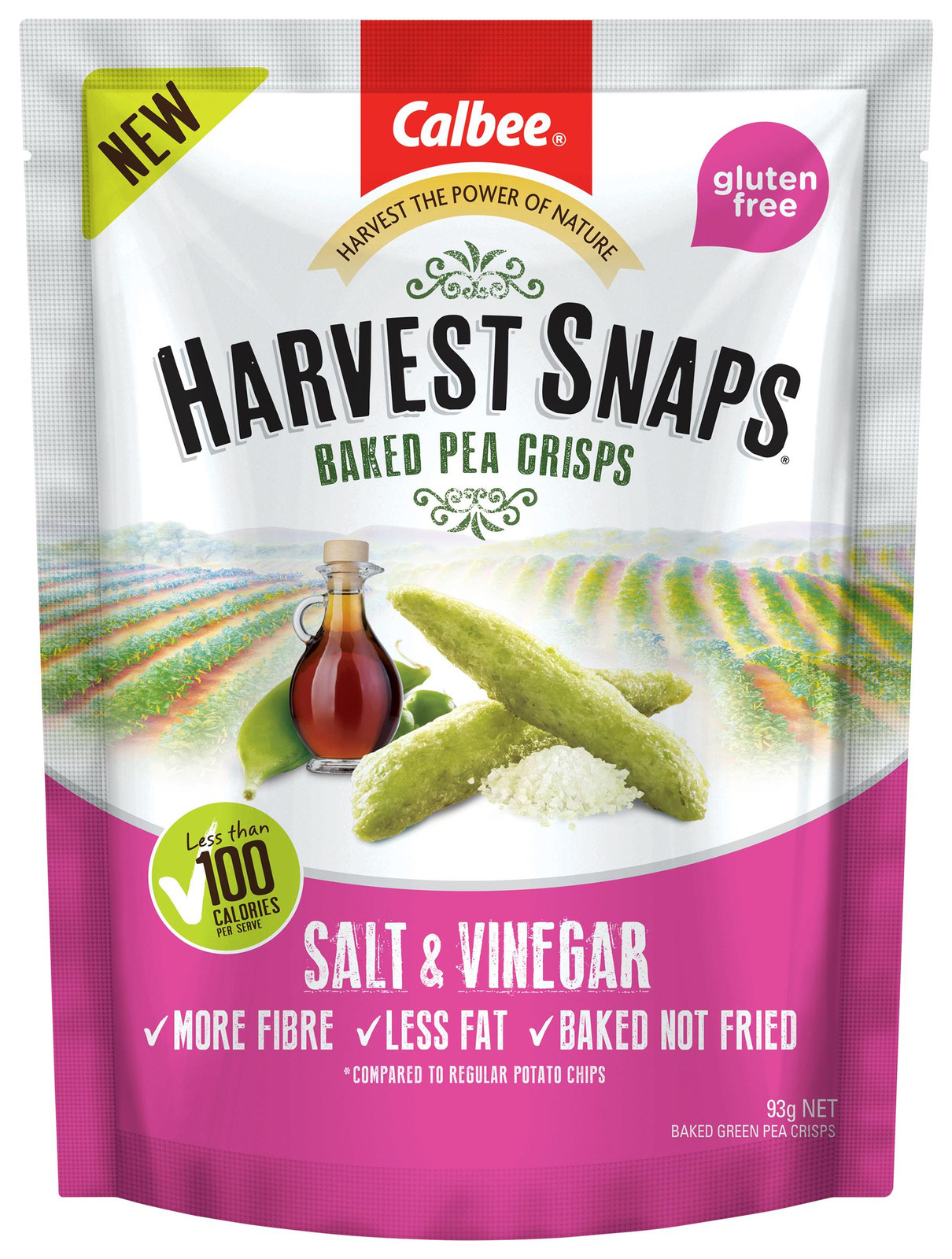 Calbee Harvest Snaps Baked Pea Crisps Salt & Vinegar at Mighty Ape NZ