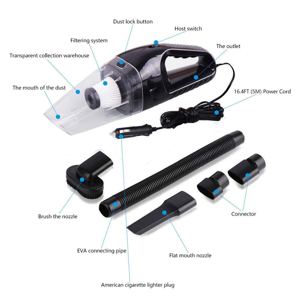 Car Vacuum Cleaner DC 12 Volt 120W Black at Mighty Ape NZ