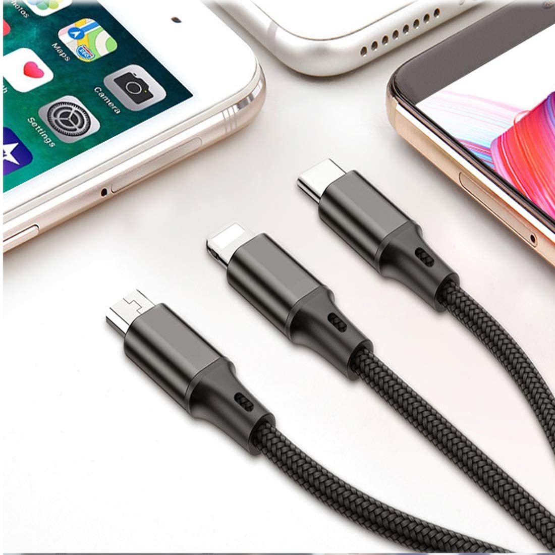 3-in-1 Charging Cable - Grey (1.2m)