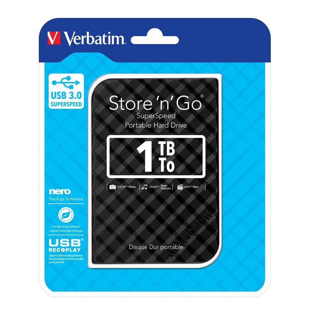 Verbatim 2.5" Store'n'Go USB 3.0 - 1TB (Black Grid Design) image