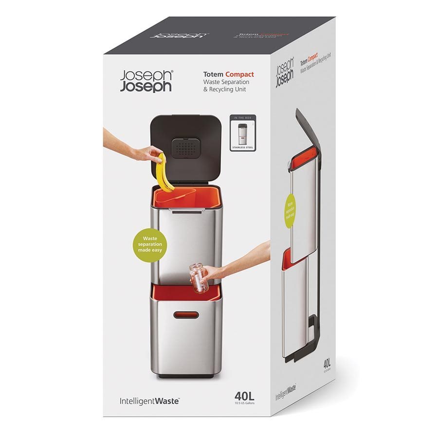 Joseph Joseph Totem Compact Rubbish/Recycling Bin Stainless Steel