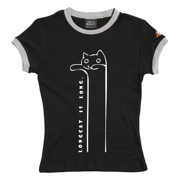 Longcat - Female Ringer Tee (Black) for image