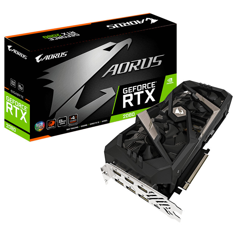 Gigabyte Geforce RTX 2080 Aorus 8G Graphics Card RGB Fusion image