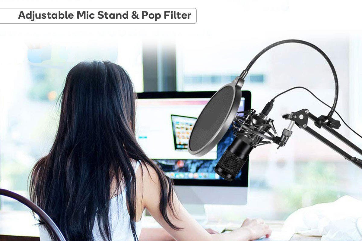 Kogan USB Condenser Microphone with Pop Filter and Stand at Mighty Ape NZ