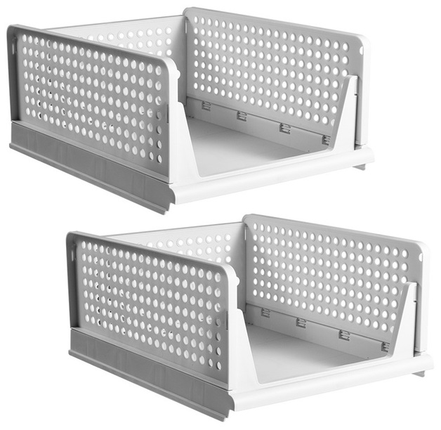 STORFEX Stackable Plastic Storage Baskets 2 Pack at Mighty Ape