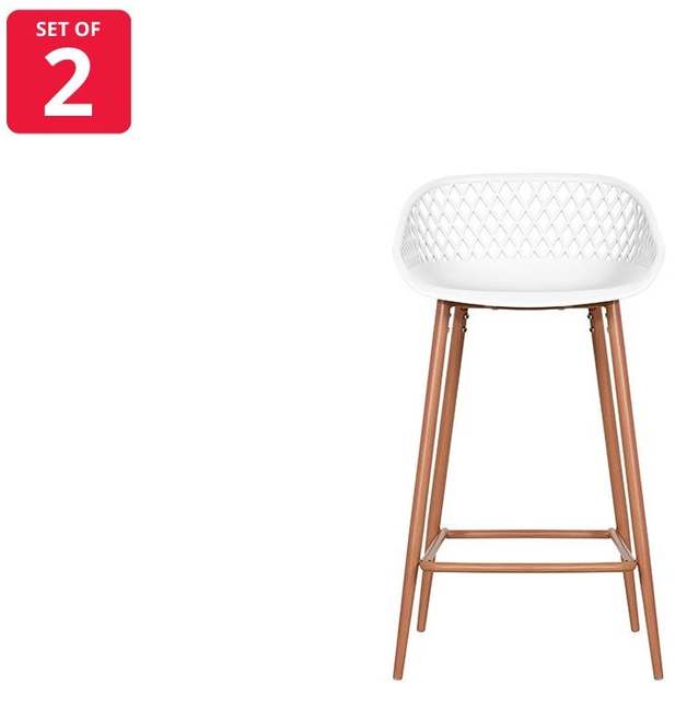 Buy Ovela Leerdam Counter Stools White (Set of 2) at Mighty Ape NZ