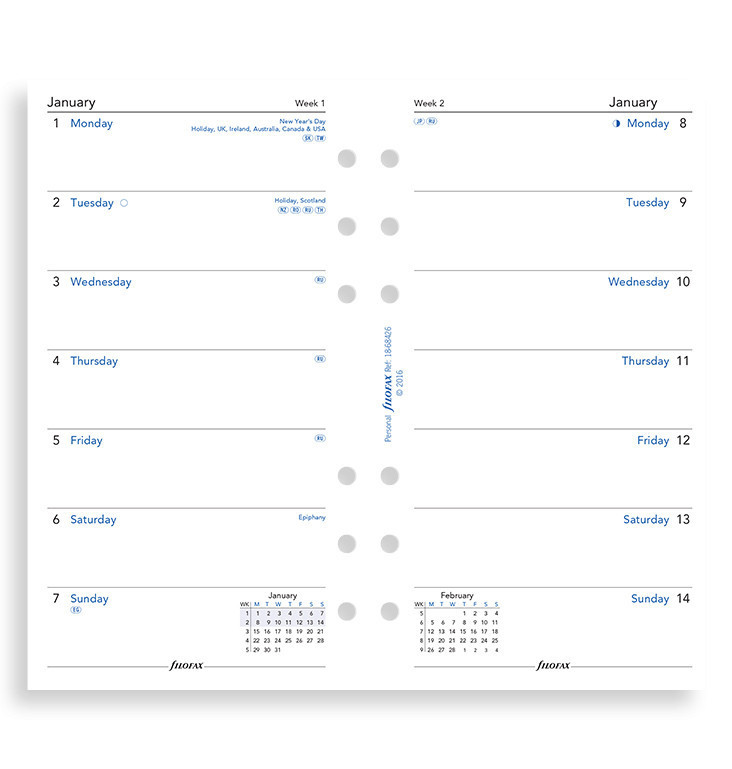 Filofax: Personal 2020 Refill - Week per Page (Unlined) image
