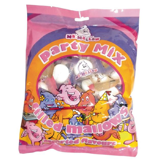 Mr Mallow Filled Marshmallows Party Mix Assorted Flavours (250g) at