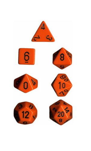 Chessex Opaque Polyhedral Dice Set - Orange/Black image